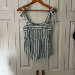 Tie Strap Babydoll Linen Top